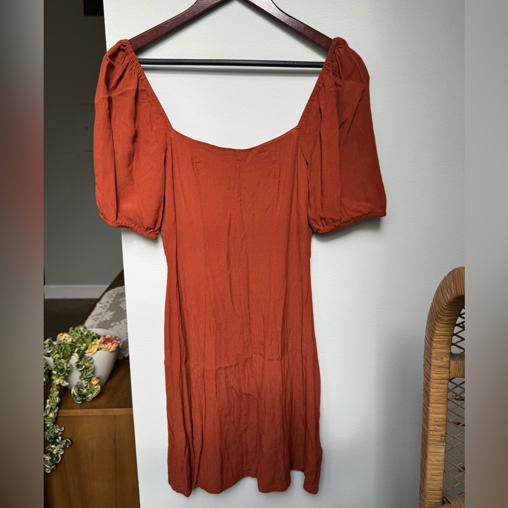 & Other Stories Orange Off the Shoulder Puff Sleeve Sundress